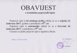 Raspored popravnih ispita