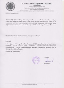 Pozivnica za Dan škole 2019.godine