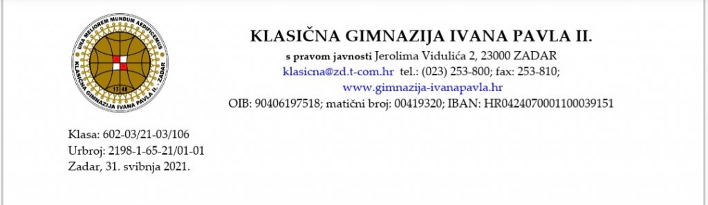 Natječaj za upis učenika u prvi razred